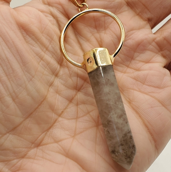 Natural Stone Point Charm Necklace - Picture 2 of 2